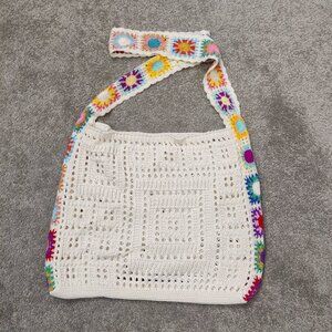 Women's Multicolor Crochet Cross Body Bag Summer Beach Black Cottagecore Boho
